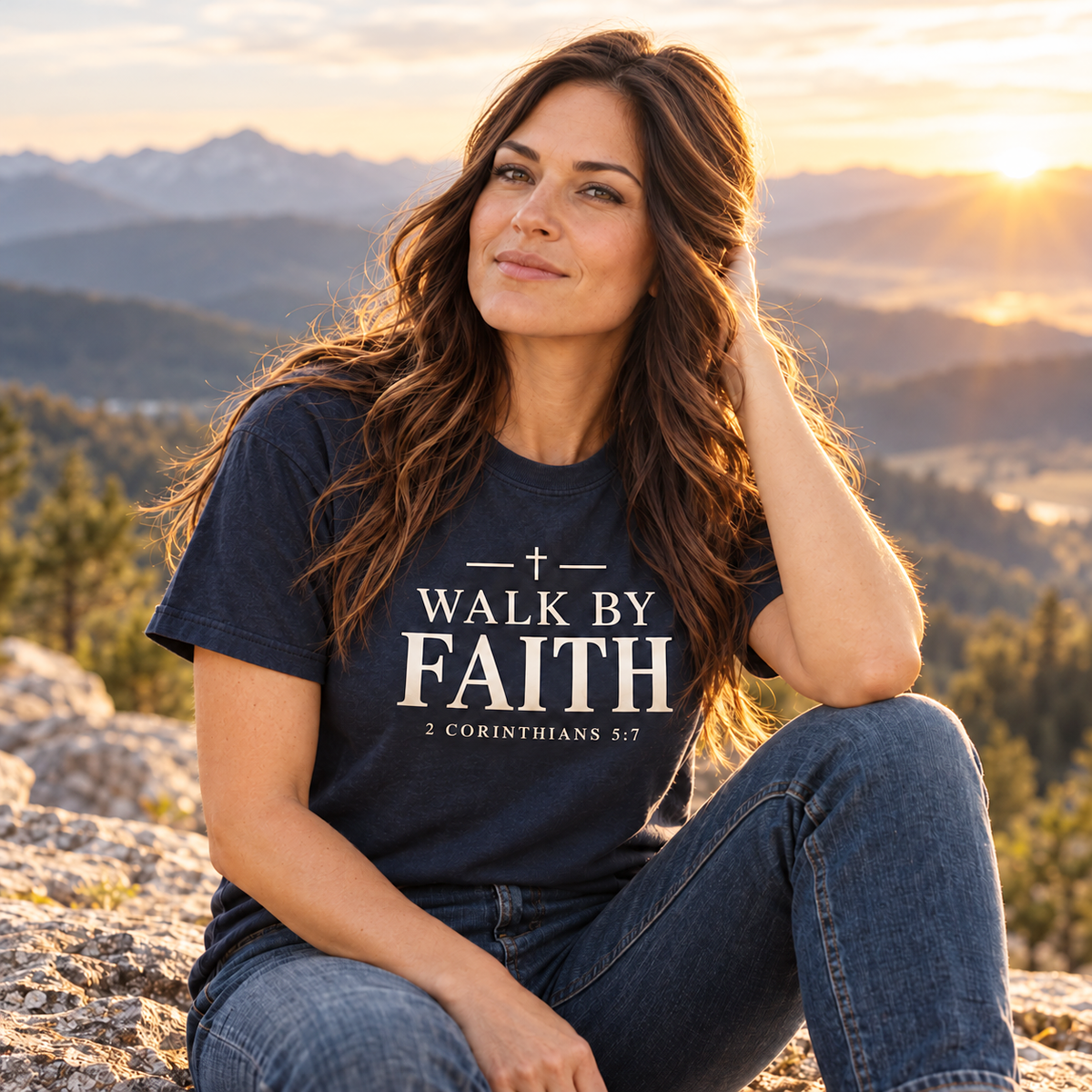 Walk by Faith – 2 Corinthians 5:7 Christian T-Shirt