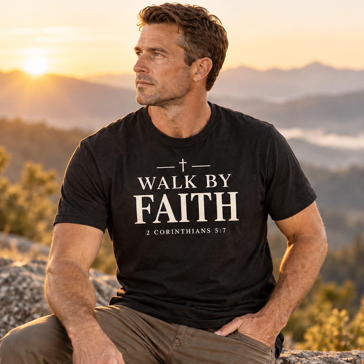 Walk by Faith – 2 Corinthians 5:7 Christian T-Shirt