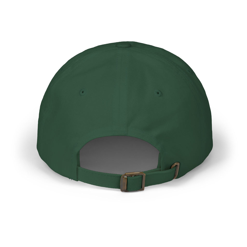 Rear view of Faith Over Fear Christian baseball cap with adjustable strap and brass buckle on a white background.