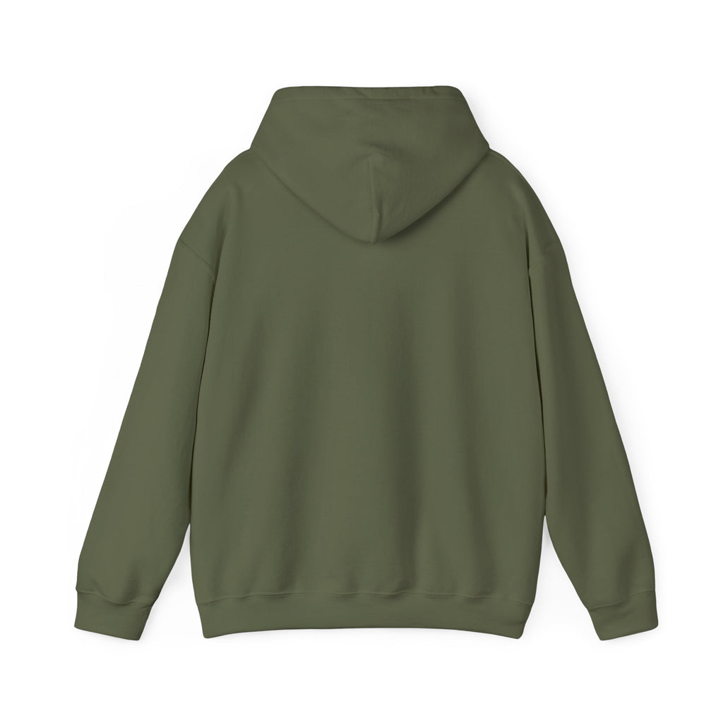 Rear view of Be Still and Know Christian hoodie showing the hood and pullover fit on a white background.