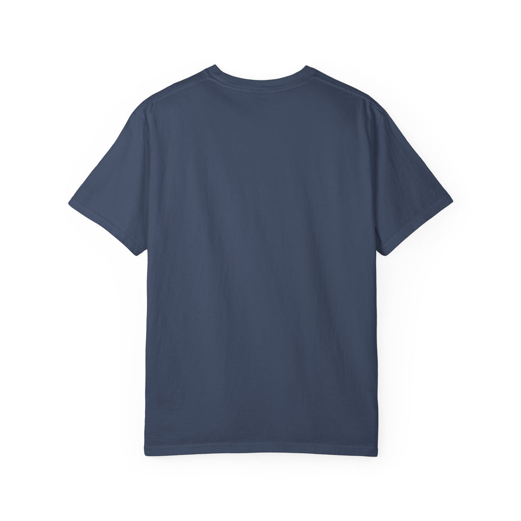 Back view of Midnight Be Still and Know Christian T-shirt showing plain back and relaxed short-sleeve fit.