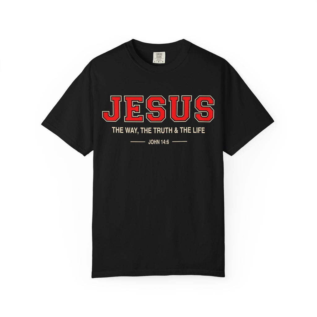 Black The Way The Truth & The Life shirt with Jesus John 14:6 typography